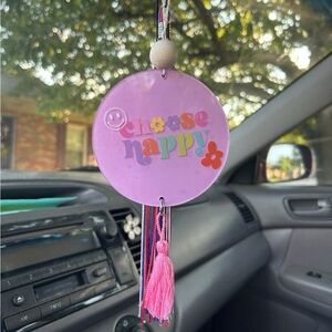 Pink 'Choose Happy' Car Charm